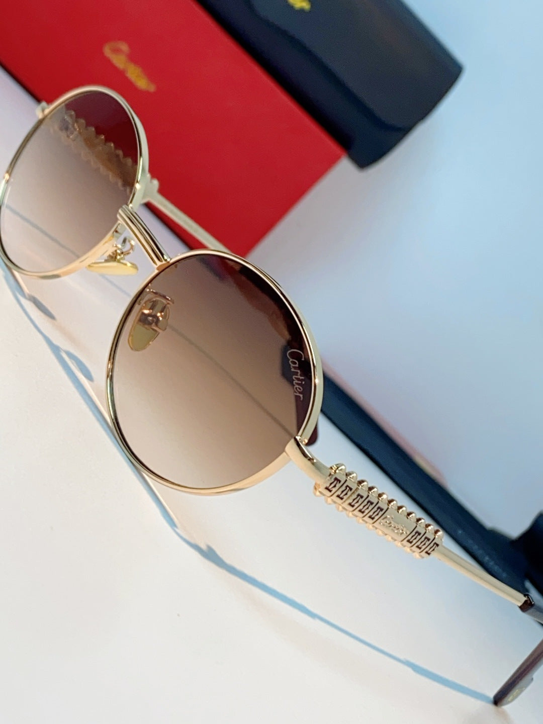 Cartier Metal Oval Orange Lens Sunglasses for Men & Women - detail image 7