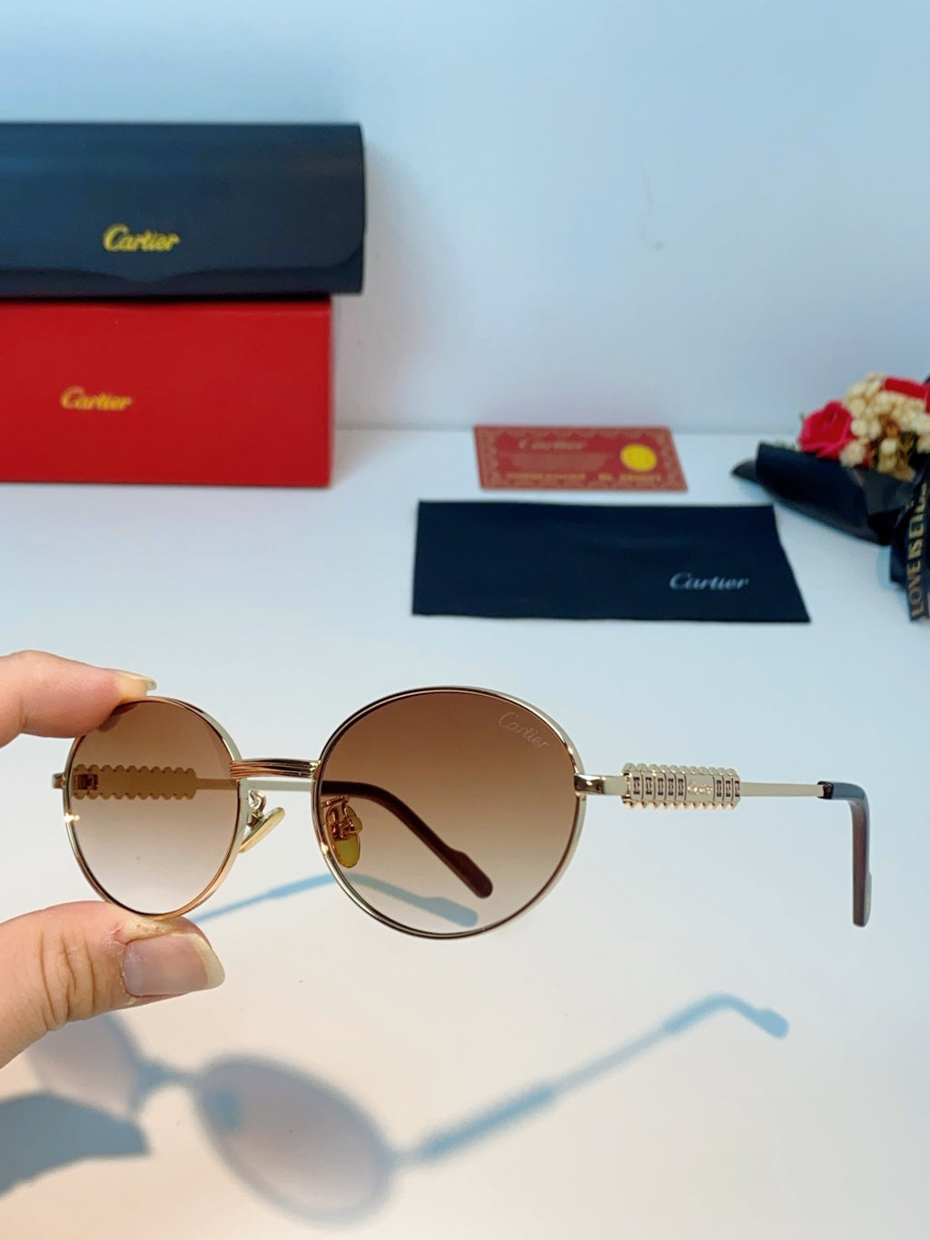 Cartier Metal Oval Orange Lens Sunglasses for Men & Women - detail image 6