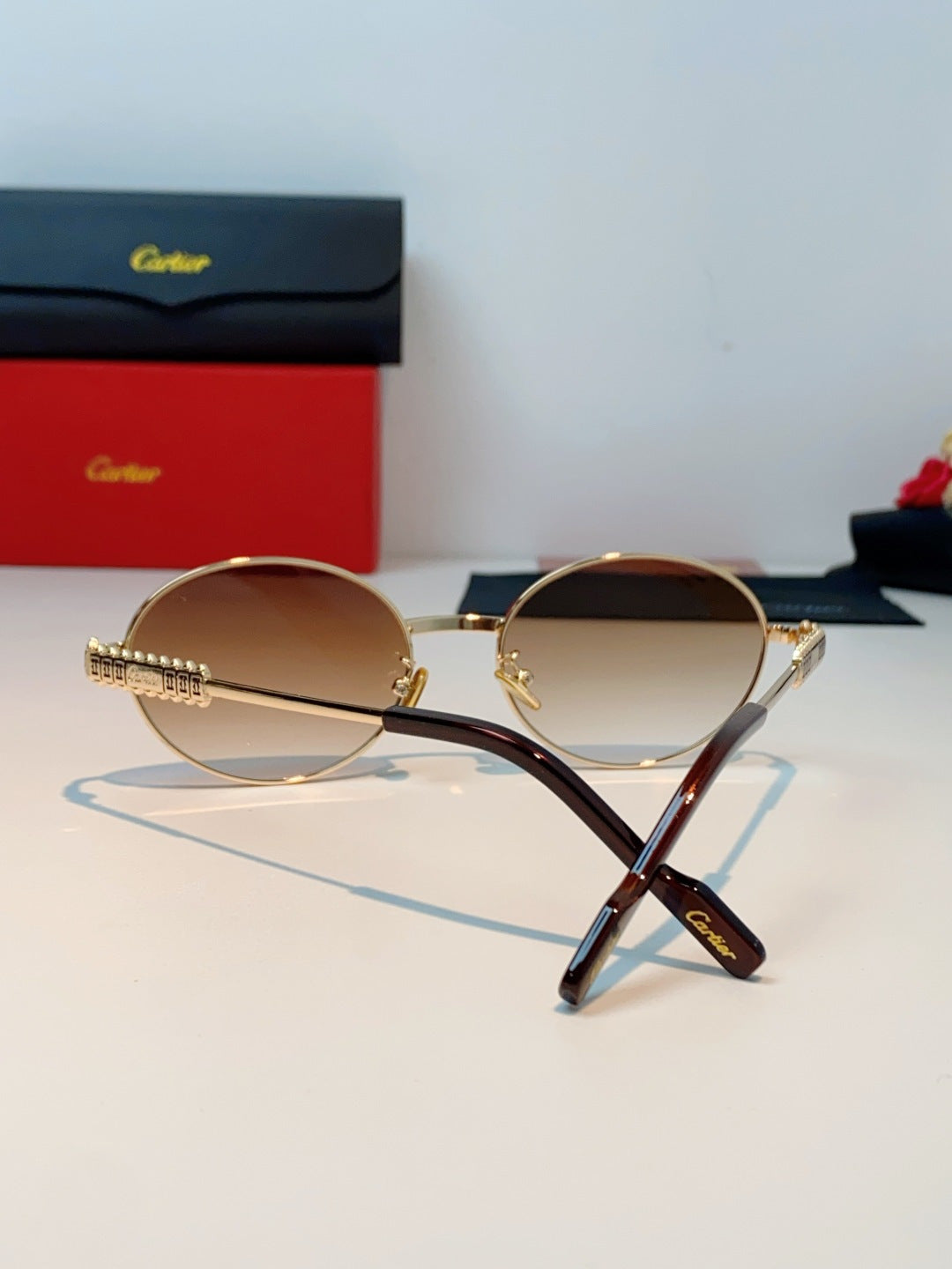Cartier Metal Oval Orange Lens Sunglasses for Men & Women - detail image 3