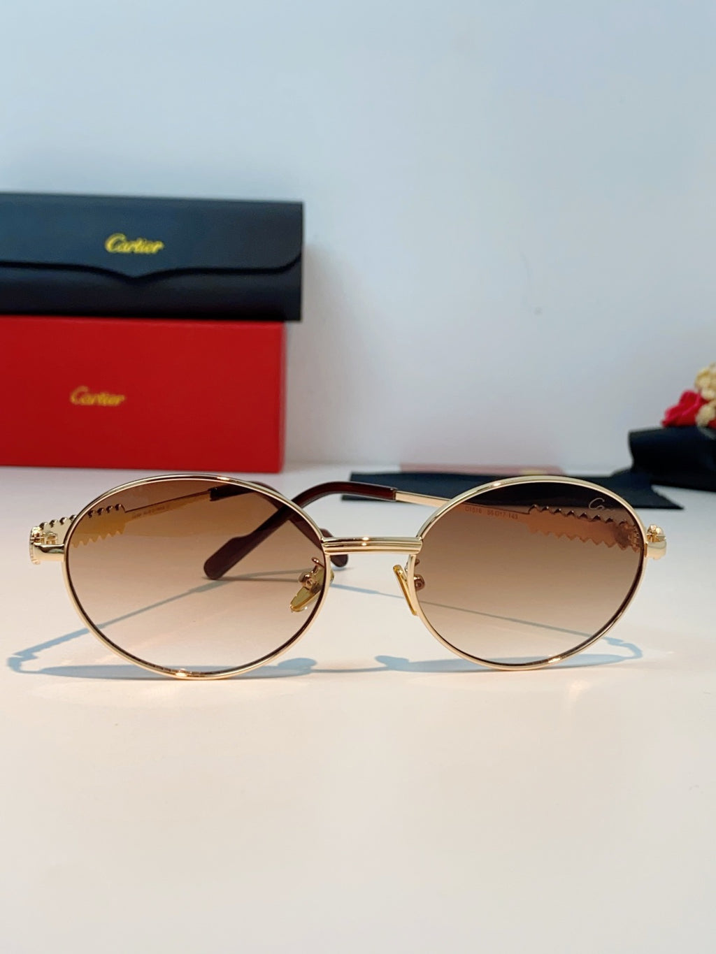 Cartier Metal Oval Orange Lens Sunglasses for Men & Women - detail image 2