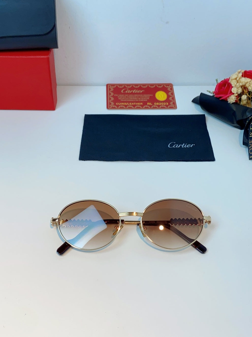 Cartier Metal Oval Orange Lens Sunglasses for Men & Women - detail image 9