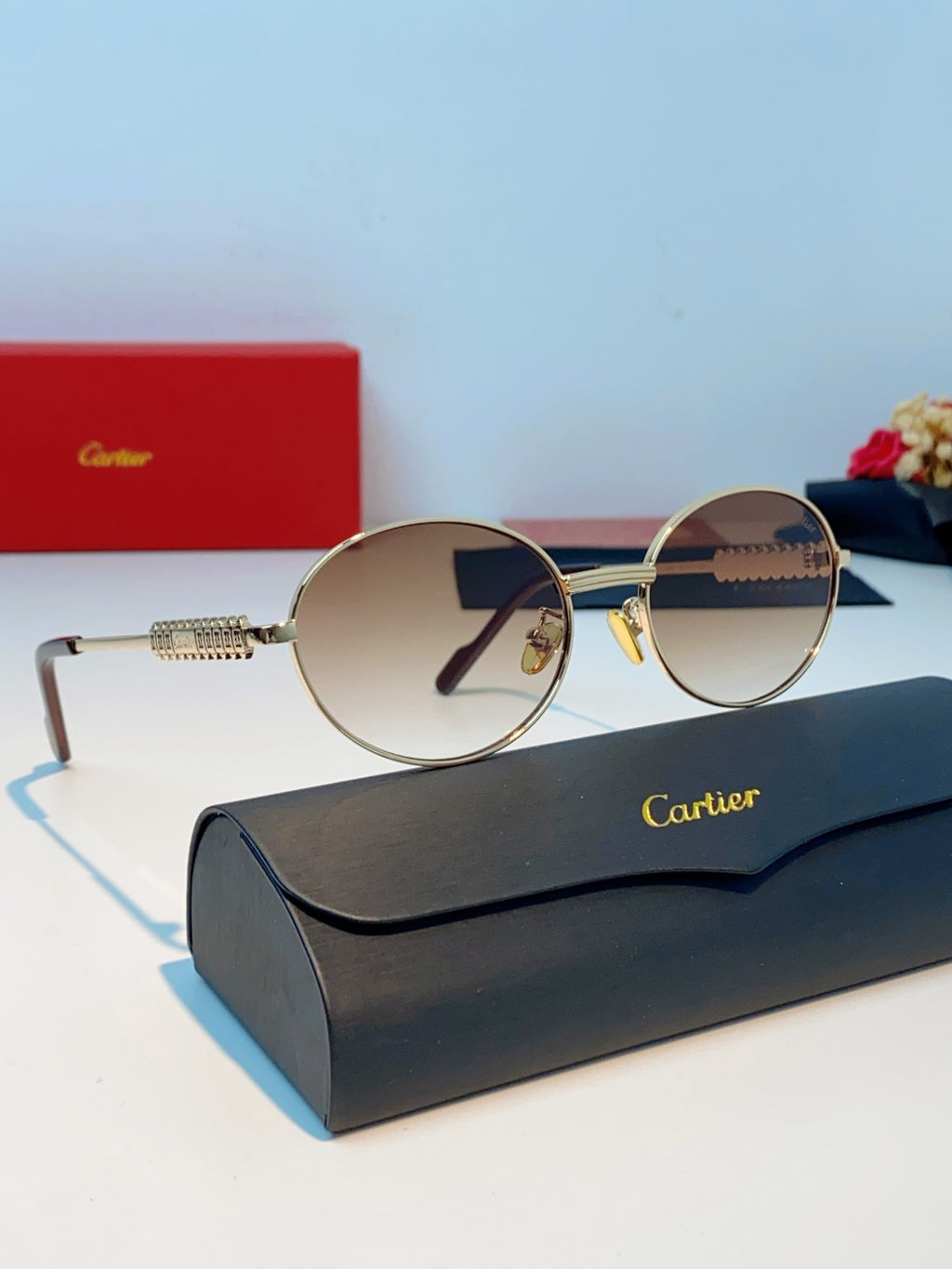 Cartier Metal Oval Orange Lens Sunglasses for Men & Women - detail image 10