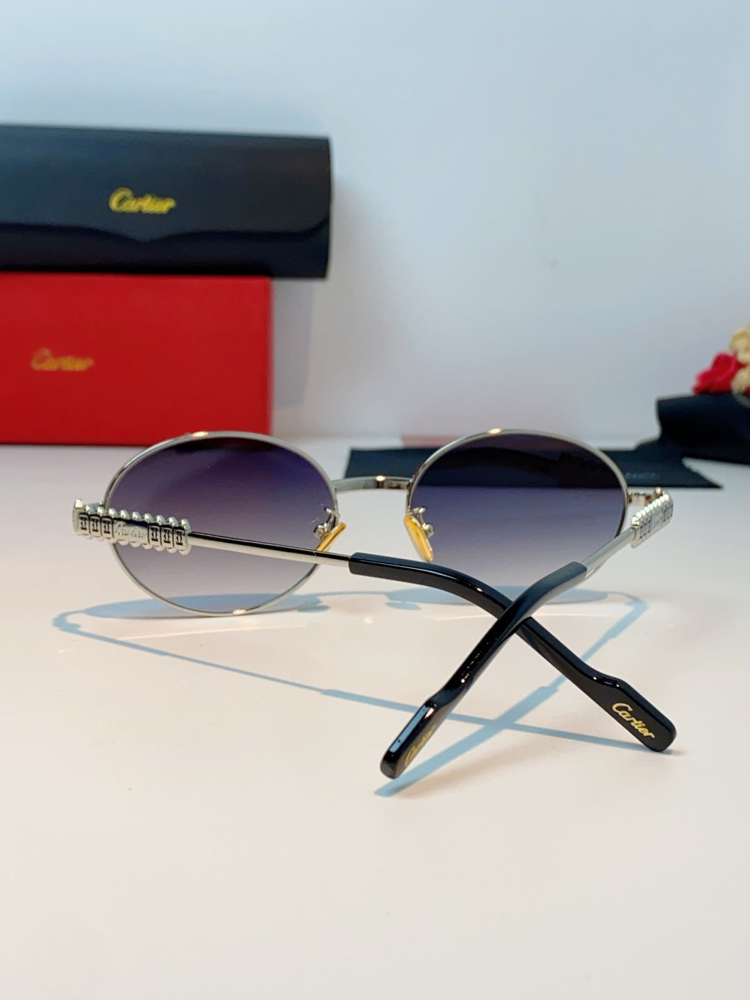 Cartier Metal Oval Silver Lens Sunglasses for Men & Women - detail image 3