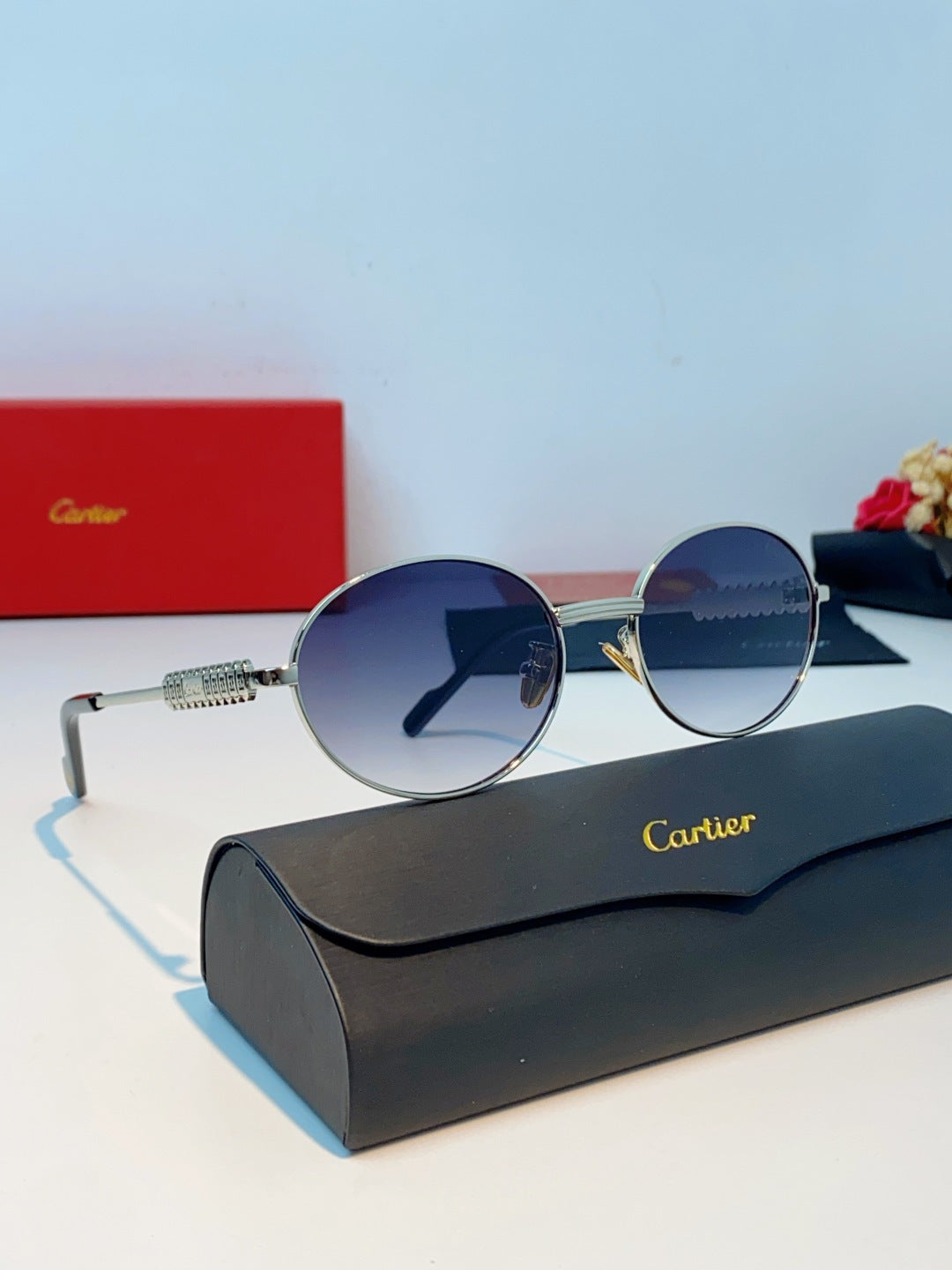 Cartier Metal Oval Silver Lens Sunglasses for Men & Women - detail image 10