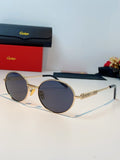 Cartier Metal Oval Black Lens Sunglasses for Men & Women