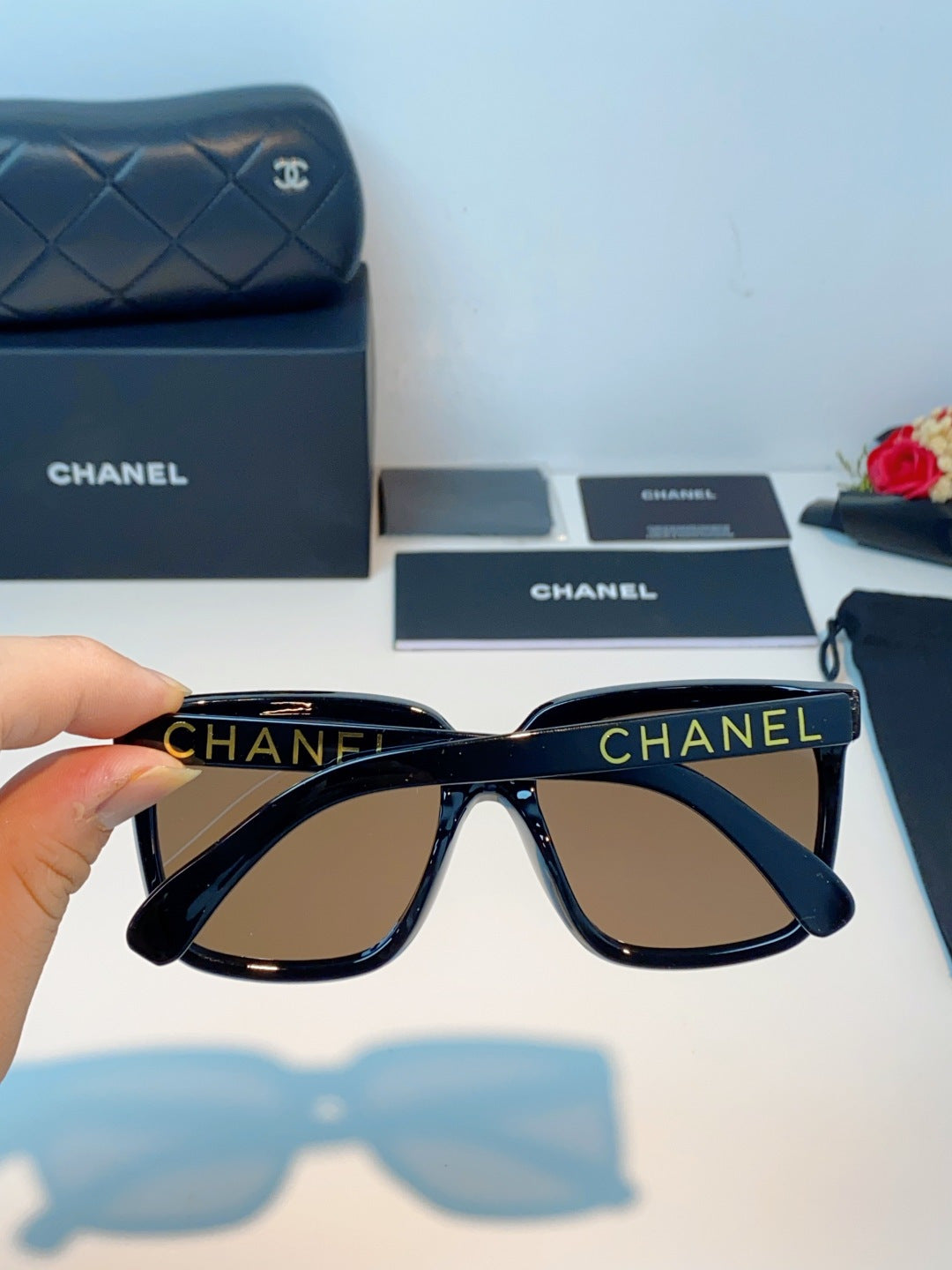 Chanel Polarized Oversized Blue Lens Sunglasses for Men & Women - detail image 5