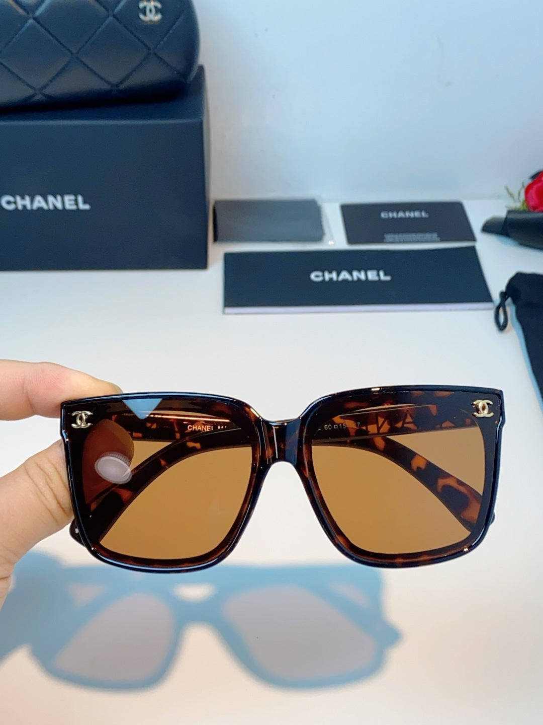 Chanel Polarized Oversized Brown Lens Sunglasses for Men & Women - detail image 4