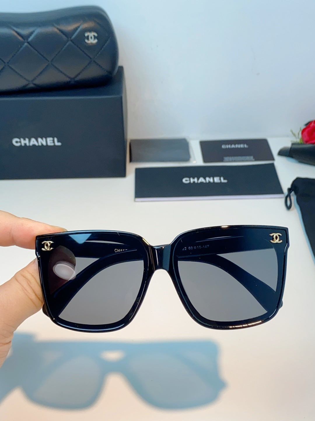 Chanel Polarized Oversized Gray Lens Sunglasses for Men & Women - detail image 4