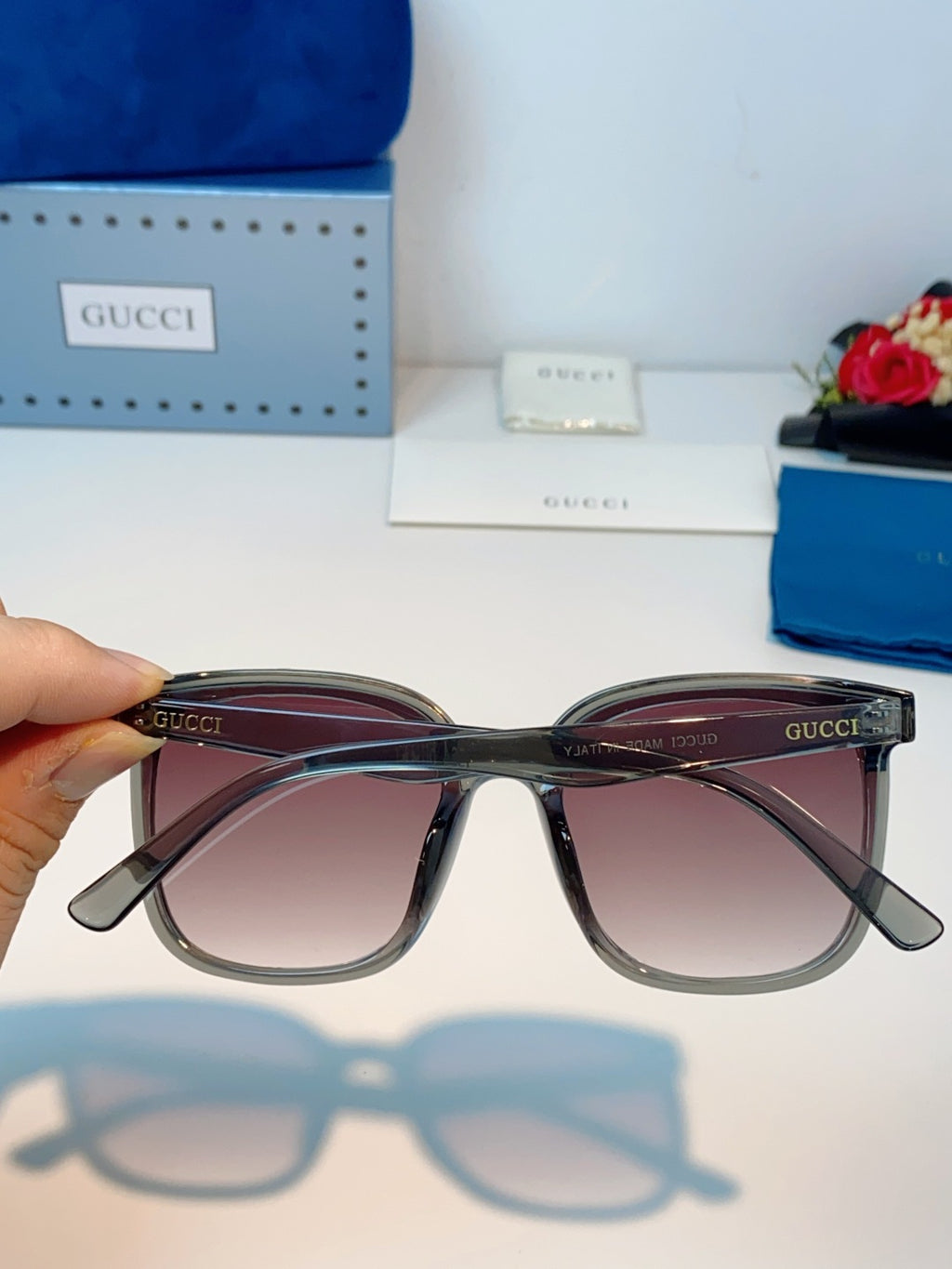 Gucci Fashion Red Lens Sunglasses for Men & Women - 493340 - detail image 5
