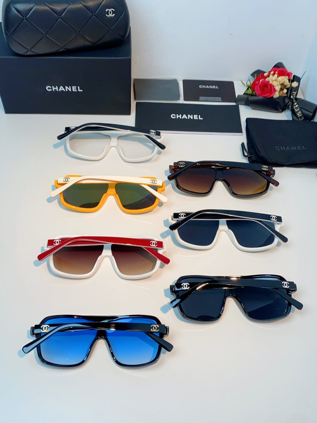 Chanel CH9158 Oversized Blue Lens Sunglasses for Men & Women - detail image 11