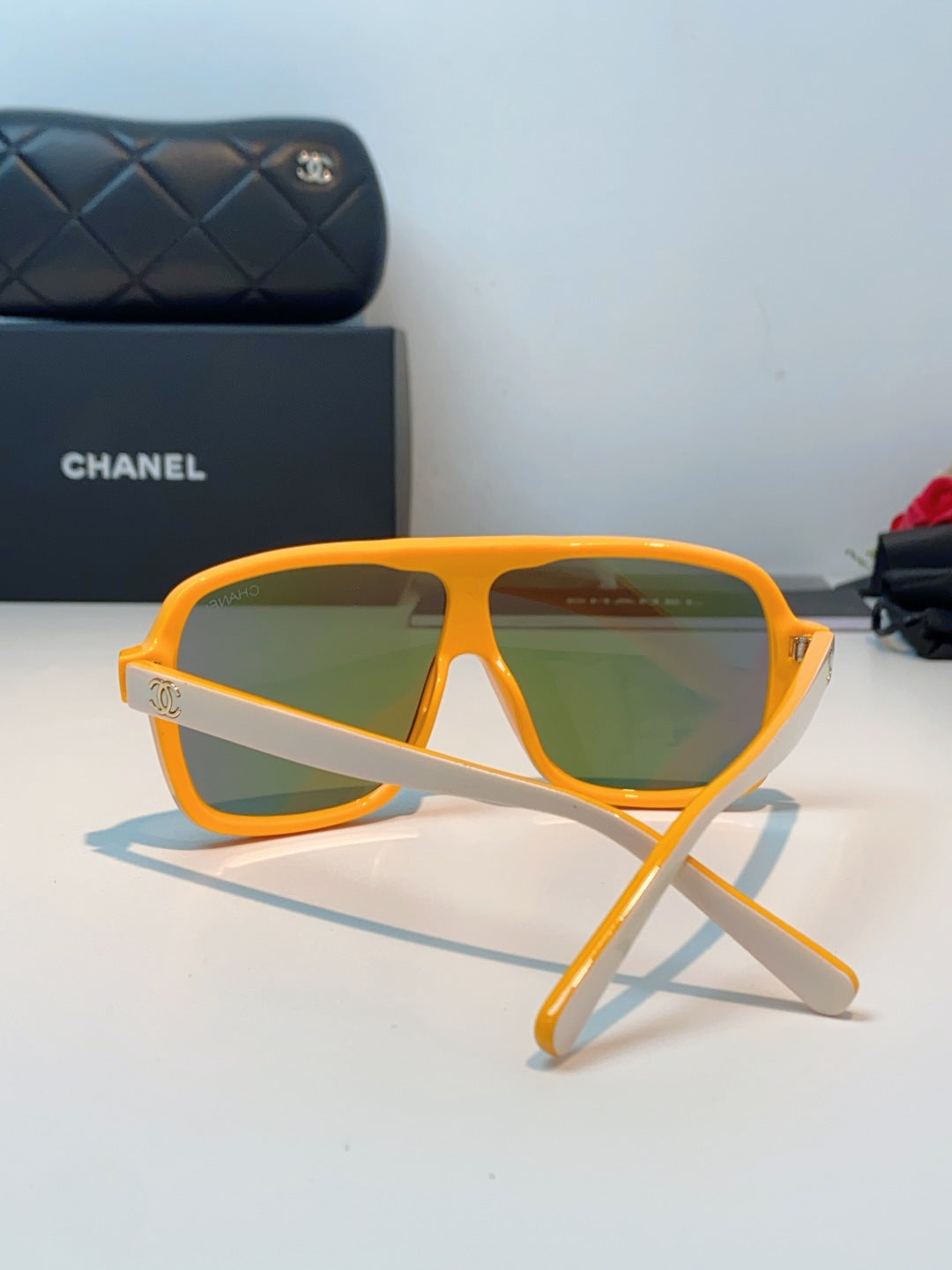 Chanel CH9158 Oversized Orange Lens Sunglasses for Men & Women - detail image 3