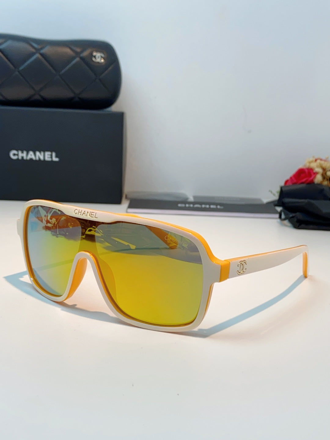 Chanel CH9158 Oversized Orange Lens Sunglasses for Men & Women