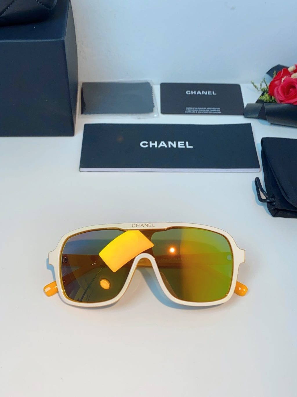 Chanel CH9158 Oversized Orange Lens Sunglasses for Men & Women - detail image 9