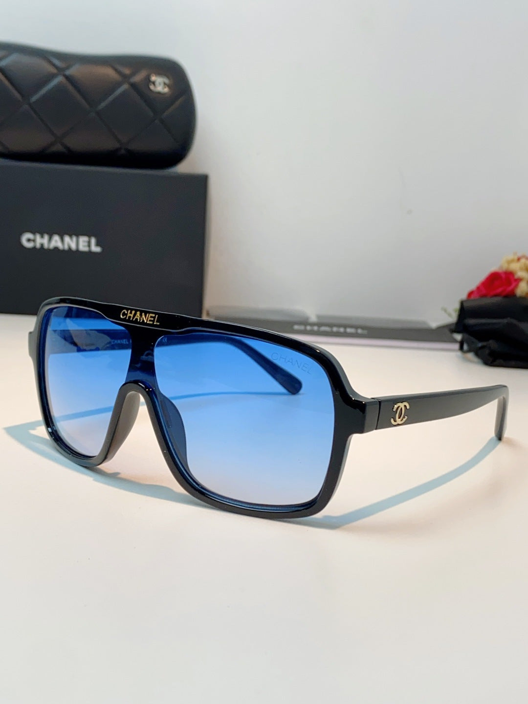 Chanel CH9158 Oversized Blue Lens Sunglasses for Men & Women