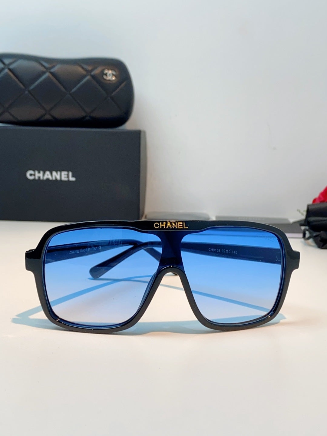 Chanel CH9158 Oversized Blue Lens Sunglasses for Men & Women - detail image 2