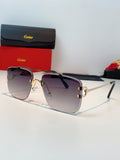Cartier Lightweight Metal Rimless Gray Lens Sunglasses for Men & Women