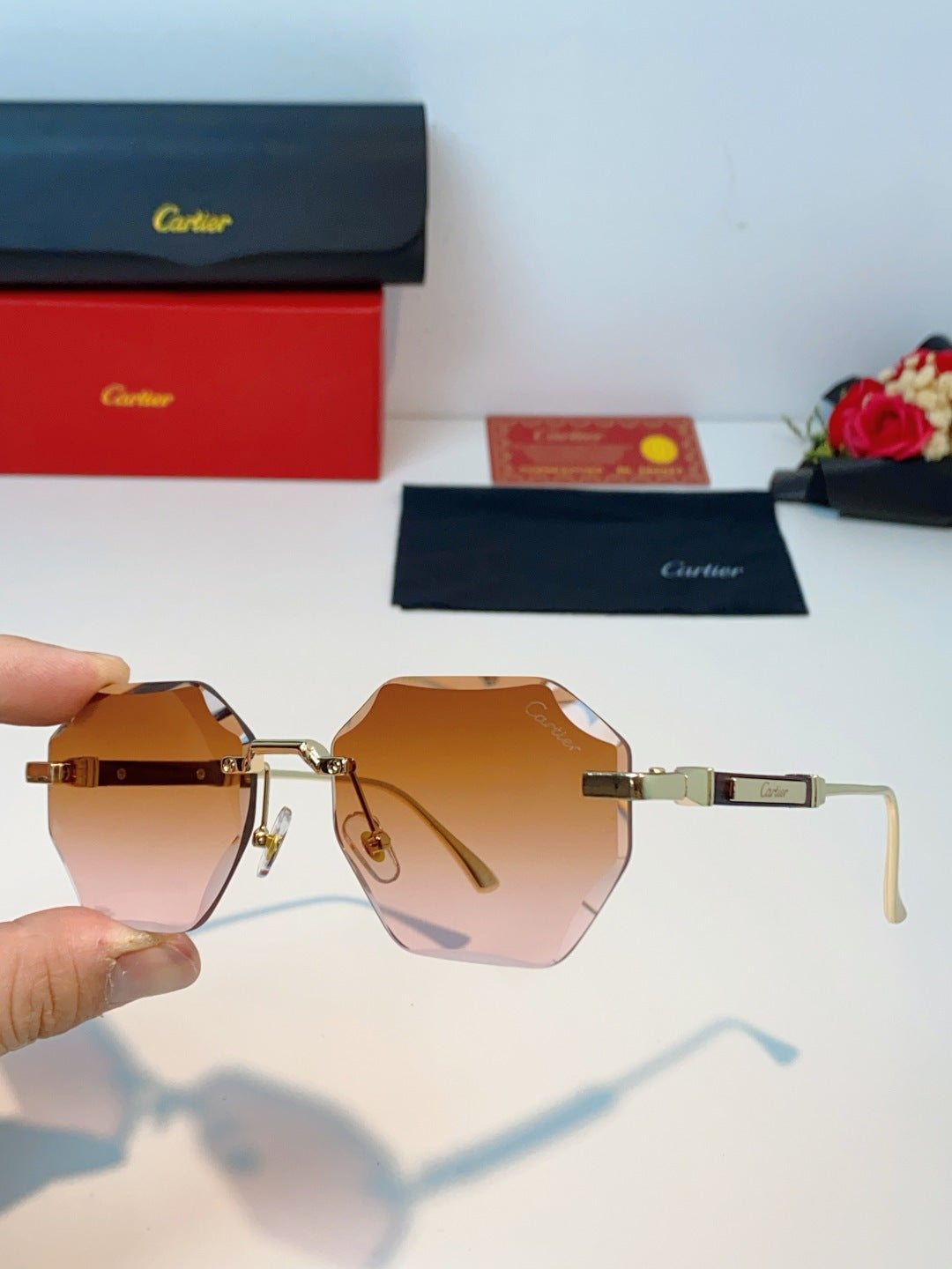 Cartier Fashion Orange Lens Sunglasses for Men & Women - detail image 6