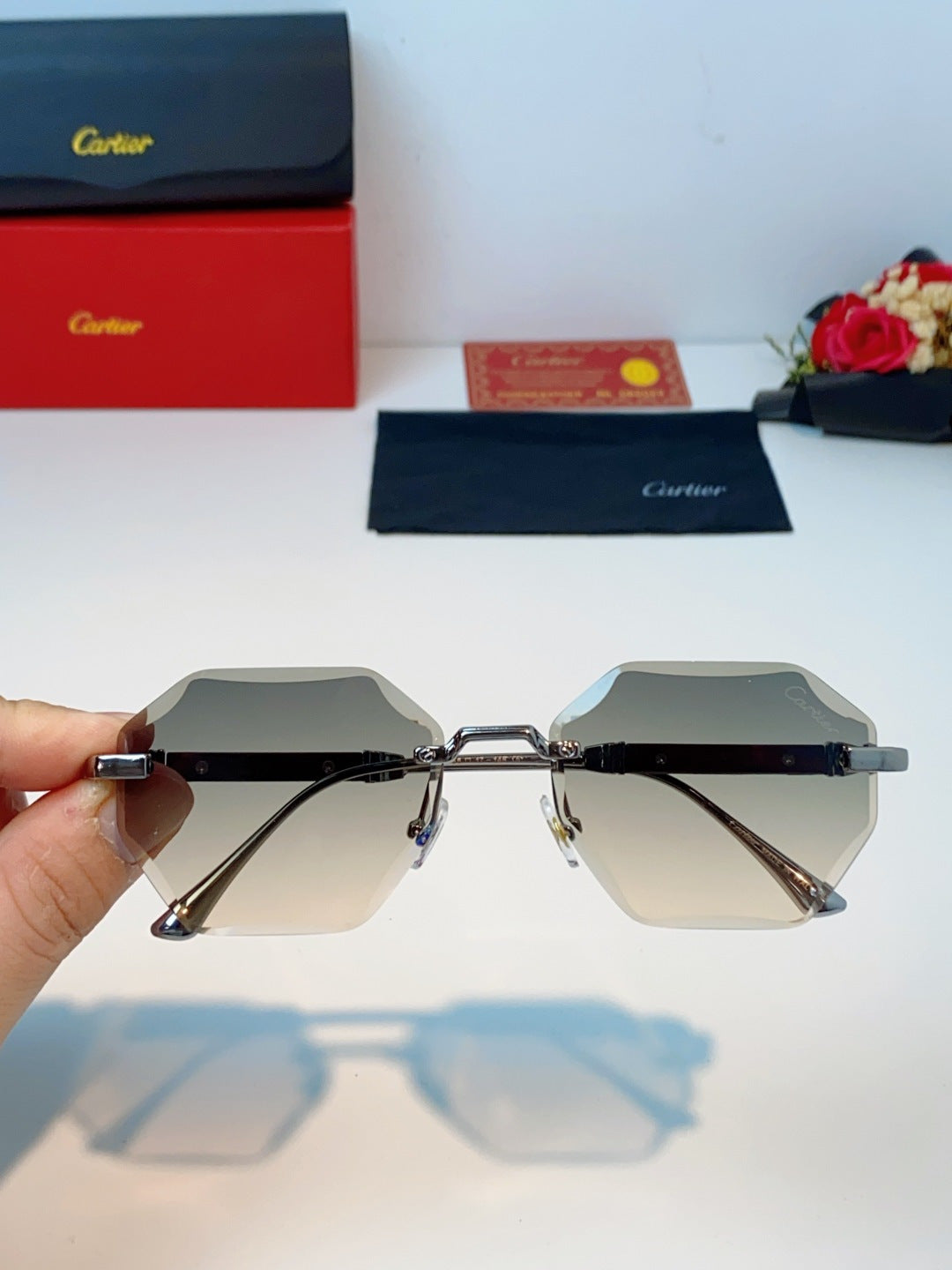 Cartier Fashion Silver Lens Sunglasses for Men & Women - 487225 - detail image 4