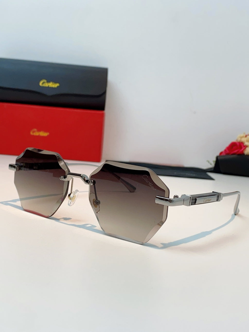 Cartier Fashion Red Lens Sunglasses for Men & Women - 487226