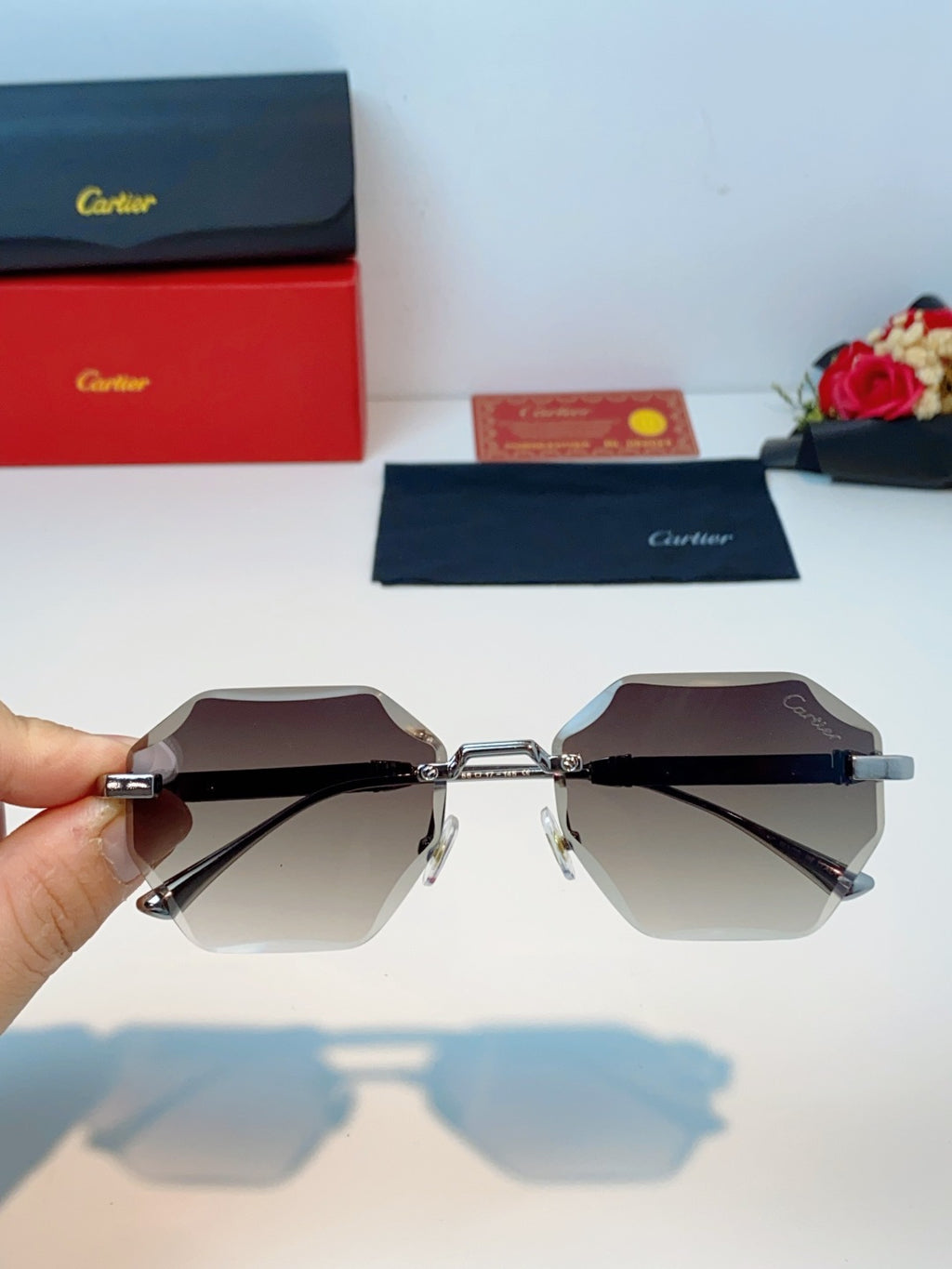 Cartier Fashion Red Lens Sunglasses for Men & Women - 487226 - detail image 4