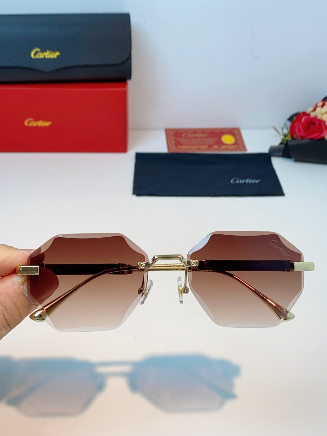Cartier Fashion Red Lens Sunglasses for Men & Women - 487227 - detail image 4