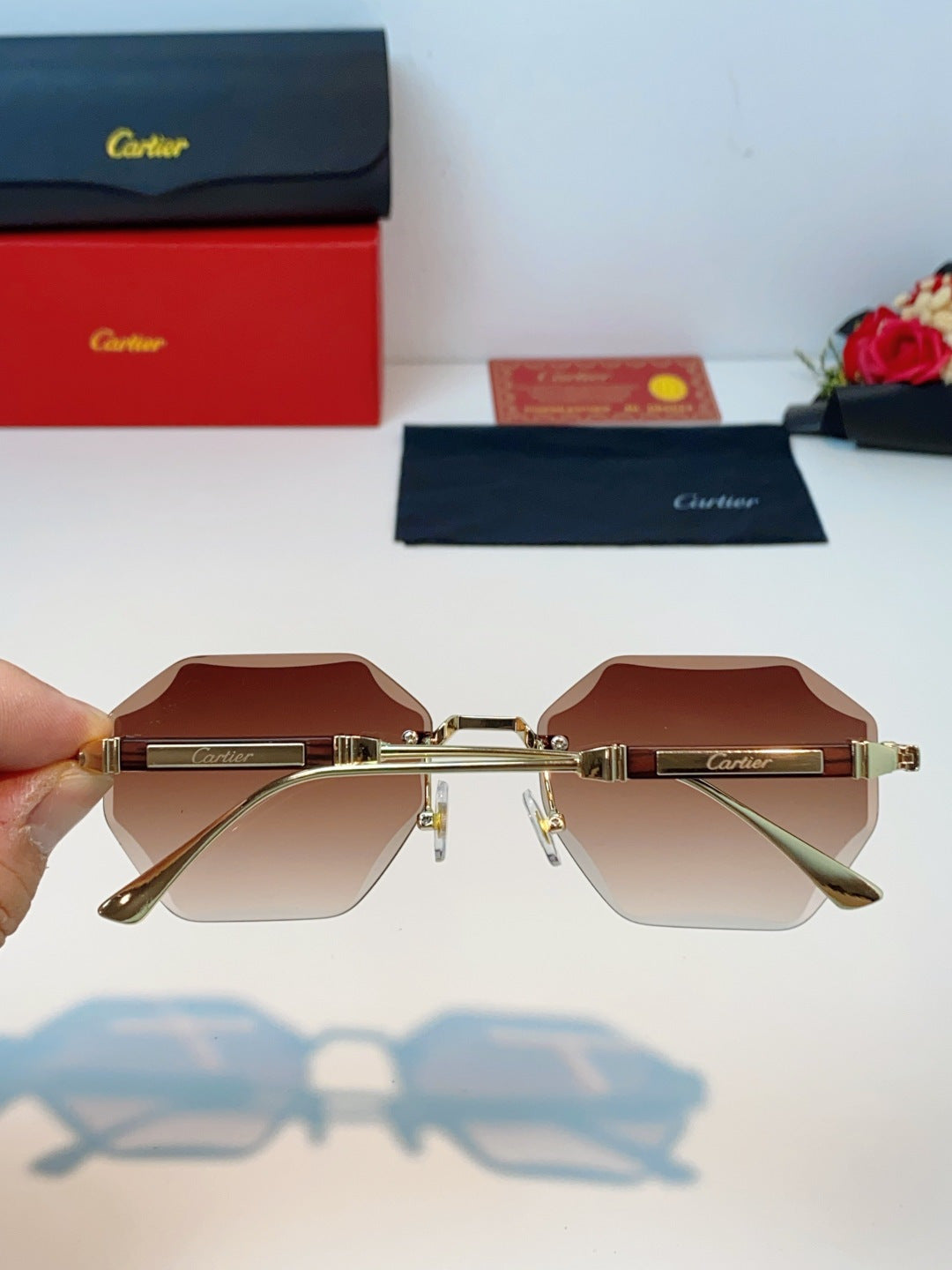Cartier Fashion Red Lens Sunglasses for Men & Women - 487227 - detail image 5