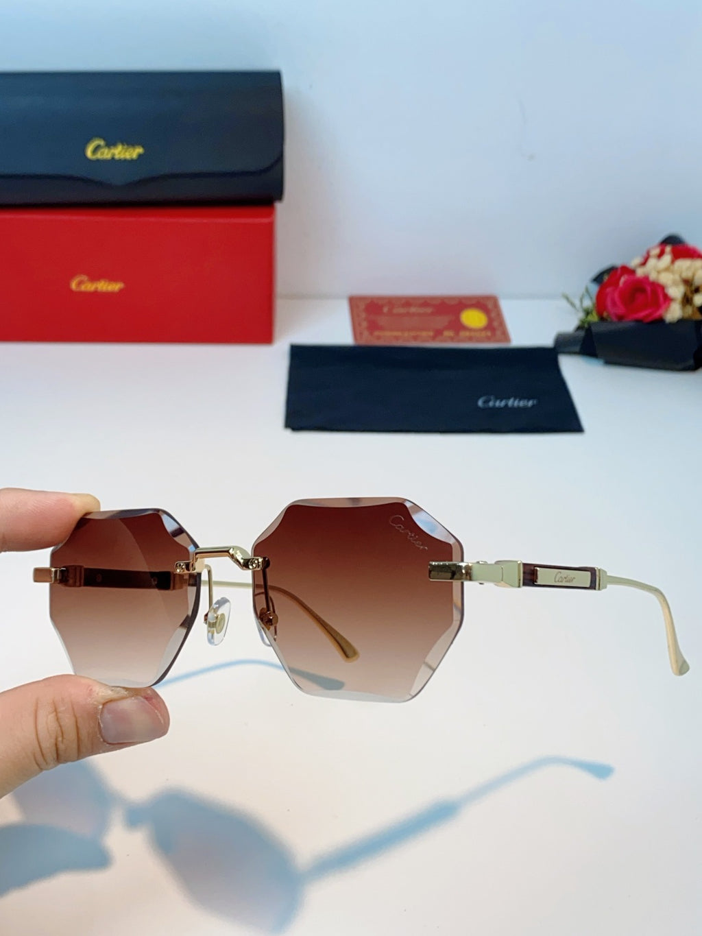 Cartier Fashion Red Lens Sunglasses for Men & Women - 487227 - detail image 6