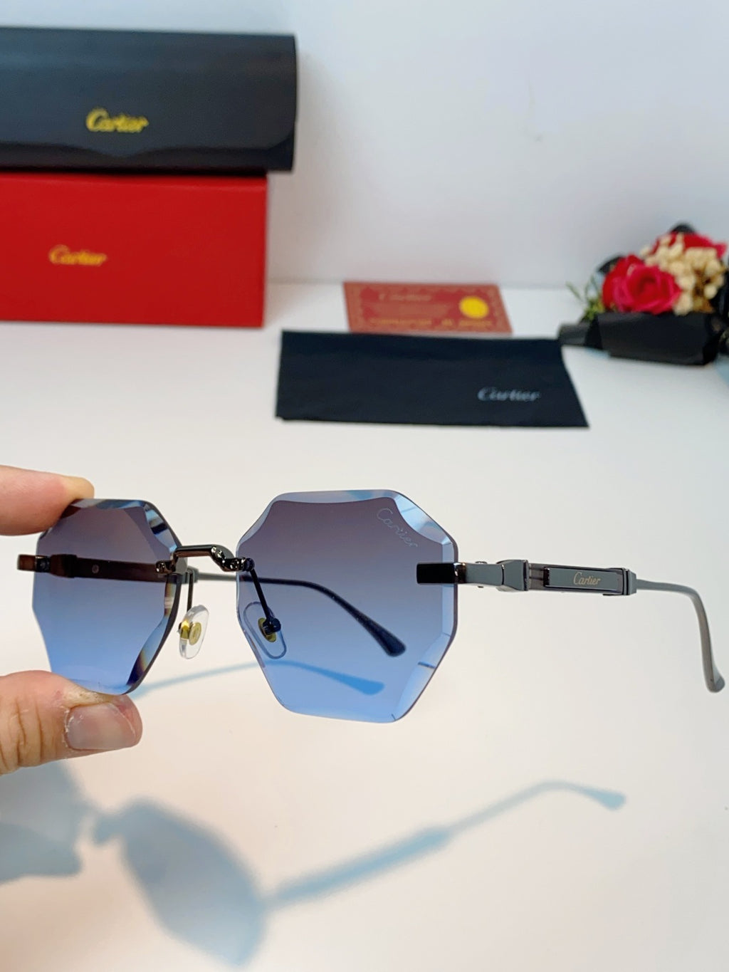 Cartier Fashion Blue Lens Sunglasses for Men & Women - 487229 - detail image 6