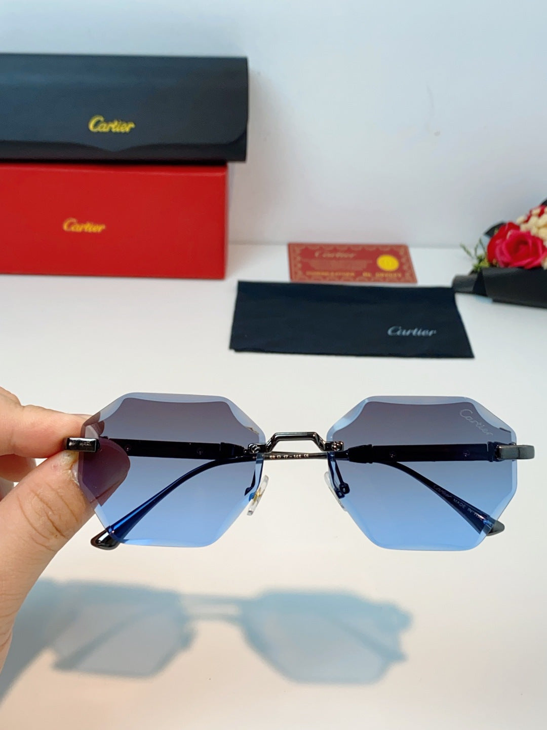 Cartier Fashion Blue Lens Sunglasses for Men & Women - 487229 - detail image 4