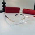 Cartier Lightweight Metal Rimless Silver Lens Sunglasses for Men & Wo - 493702
