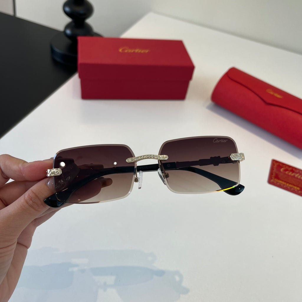Cartier Lightweight Metal Rimless Silver Lens Sunglasses for Men & Wo - 415989 - detail image 8