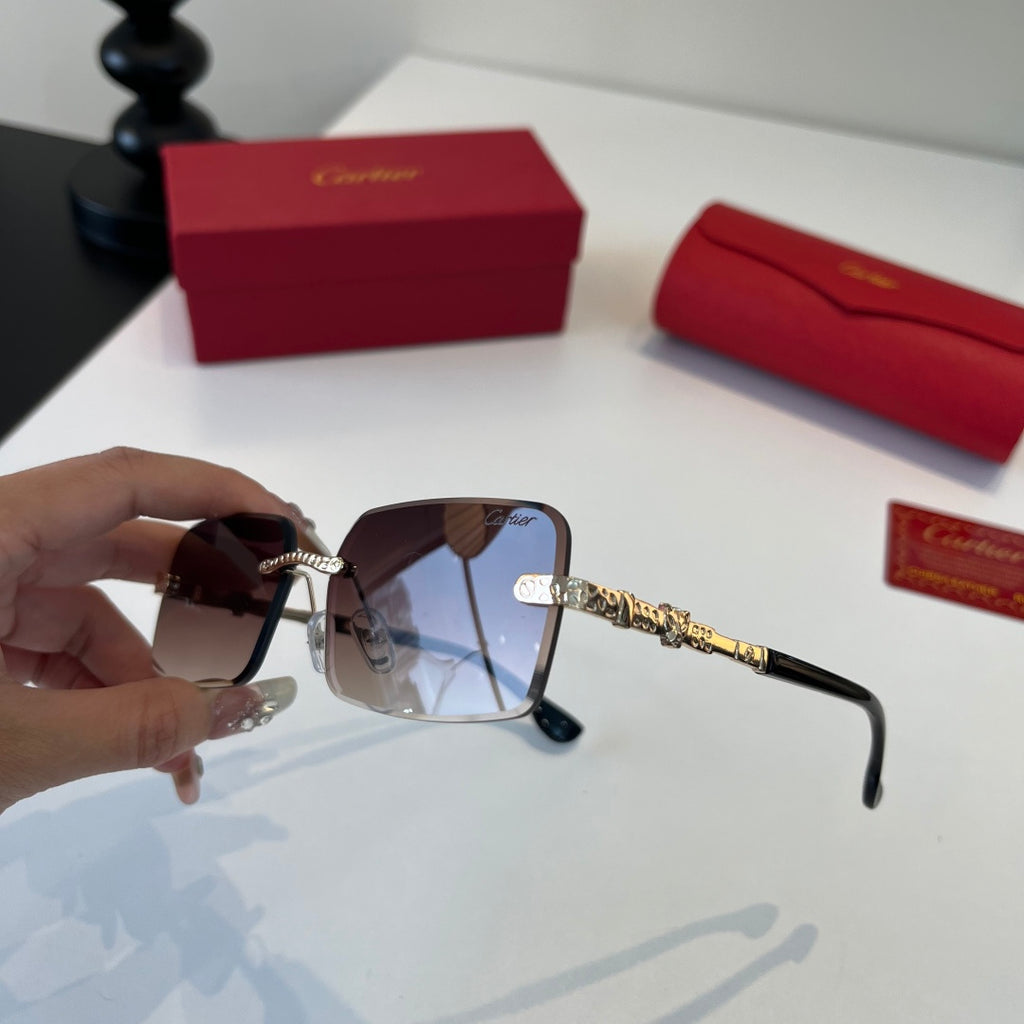 Cartier Lightweight Metal Rimless Silver Lens Sunglasses for Men & Wo - 493703 - detail image 4