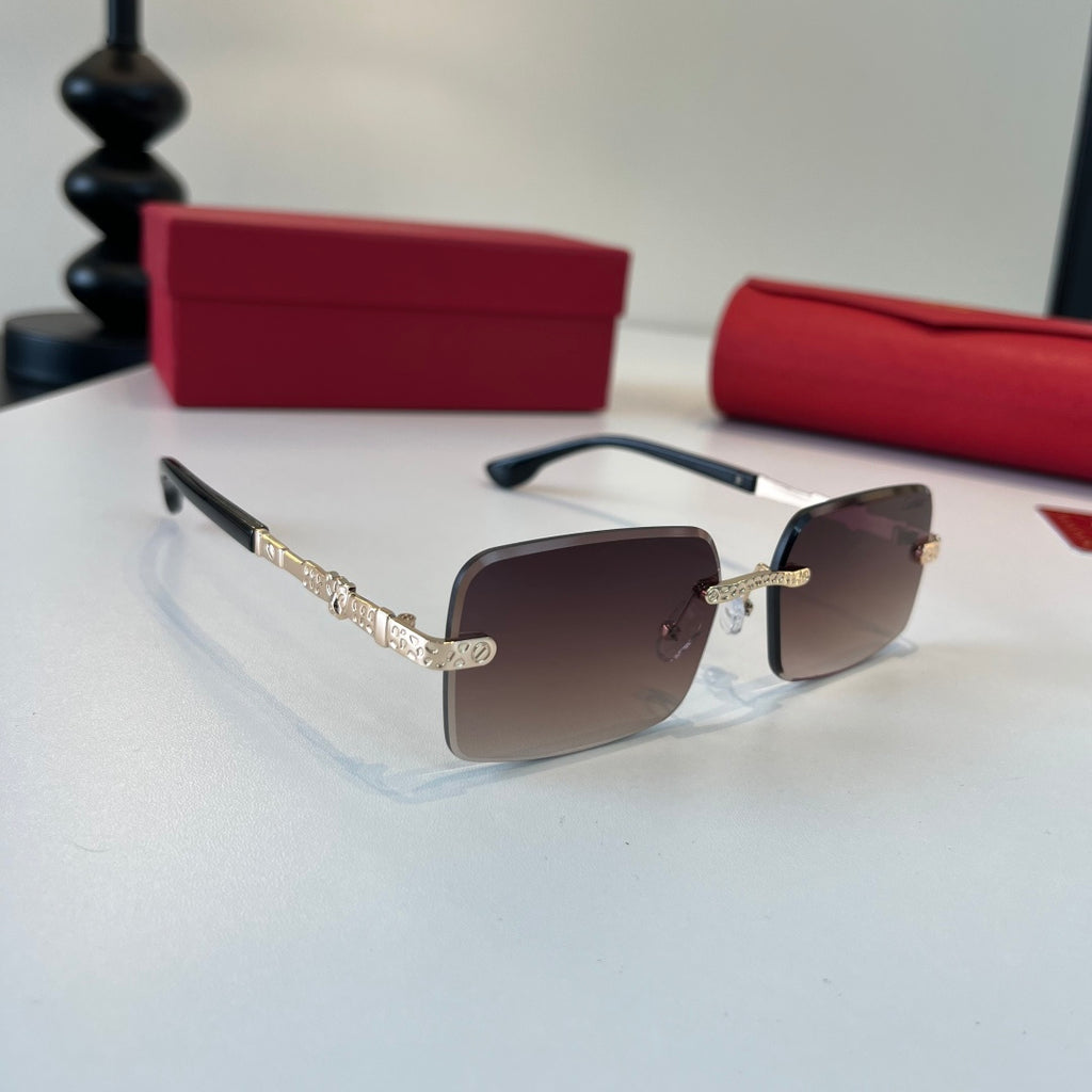 Cartier Lightweight Metal Rimless Silver Lens Sunglasses for Men & Wo - 415989