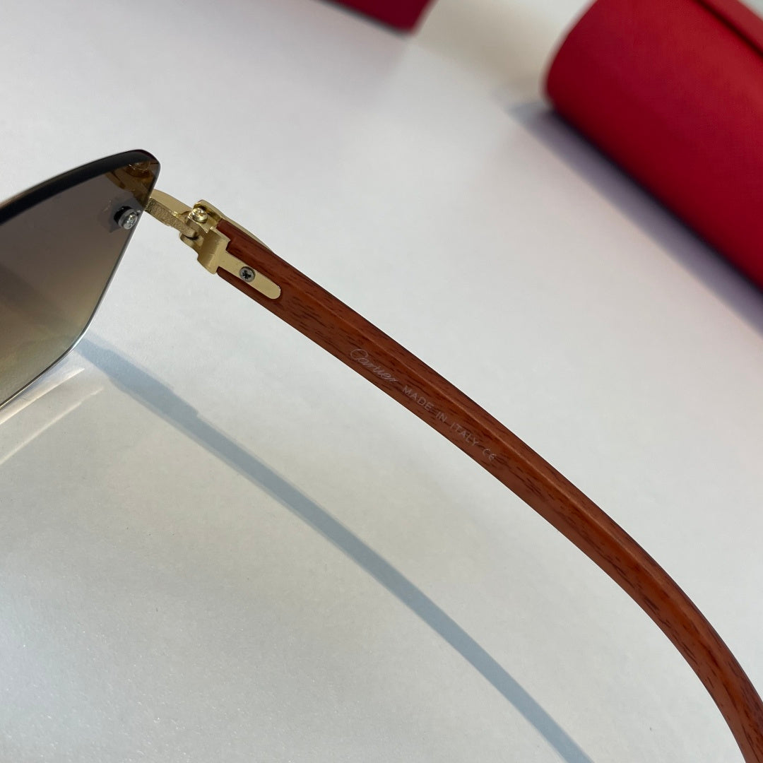 Cartier Lightweight Metal Rimless Brown Lens Sunglasses for Men & Wom - 415993 - detail image 10