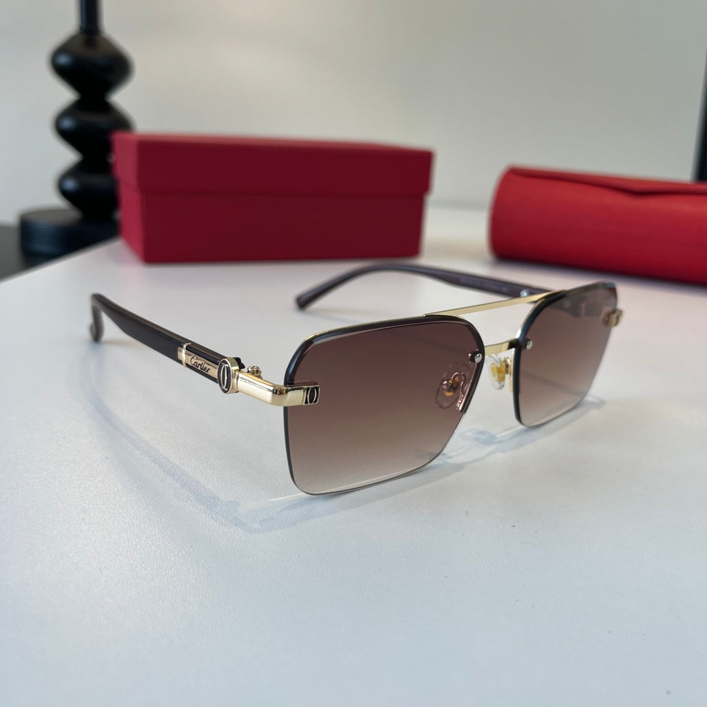 Cartier Lightweight Metal Rimless Silver Lens Sunglasses for Men & Wo - 493708