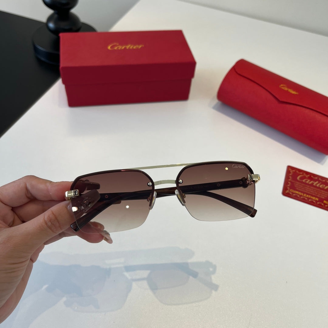 Cartier Lightweight Metal Rimless Silver Lens Sunglasses for Men & Wo - 493708 - detail image 5