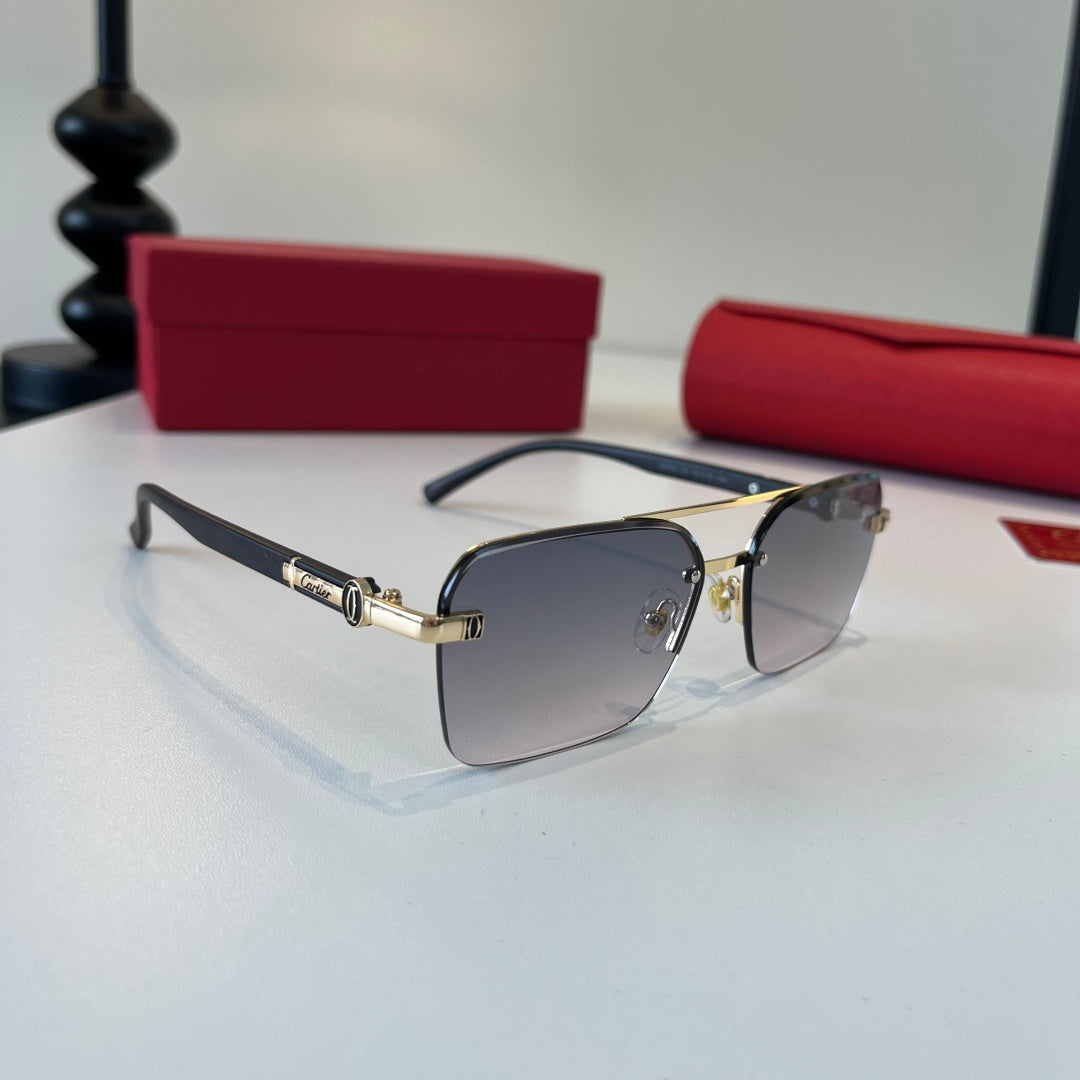 Cartier Lightweight Metal Rimless Silver Lens Sunglasses for Men & Wo - 493710