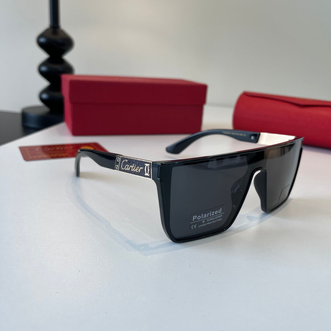 Cartier Lightweight Metal Rimless Black Lens Sunglasses for Men & Women