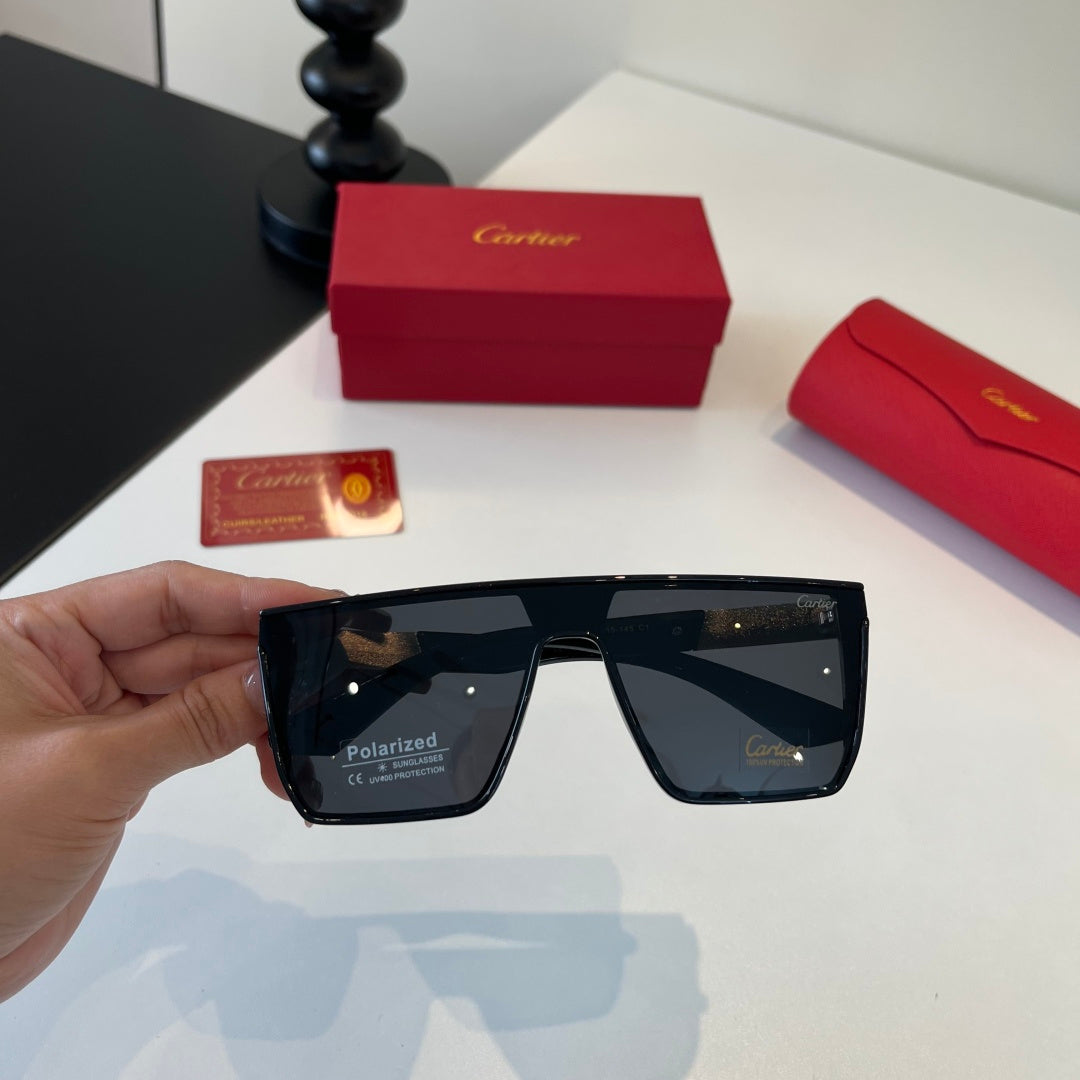 Cartier Lightweight Metal Rimless Black Lens Sunglasses for Men & Women - detail image 4