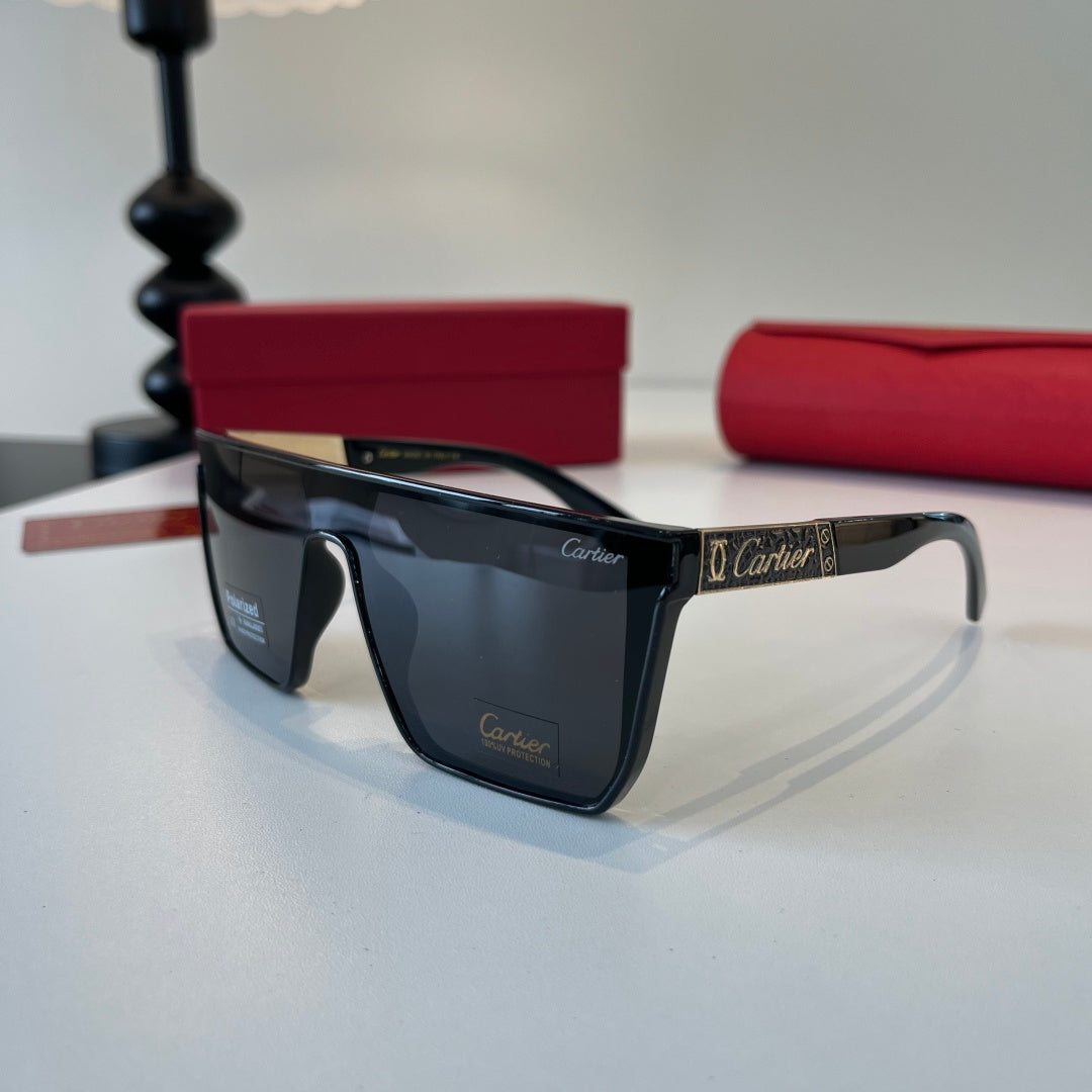 Cartier Lightweight Metal Rimless Black Lens Sunglasses for Men & Women - detail image 3