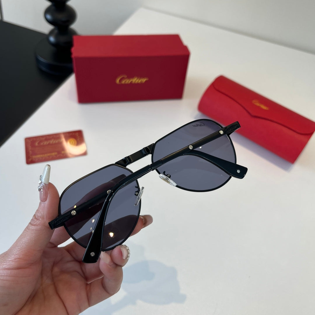 Cartier Folding Metal Rimless Silver Lens Sunglasses for Men & Women - 493714 - detail image 6
