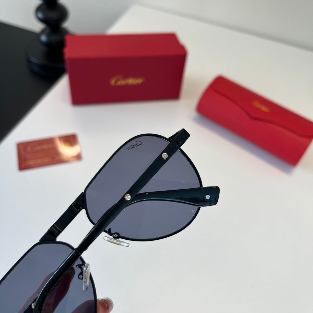 Cartier Folding Metal Rimless Silver Lens Sunglasses for Men & Women - 416000 - detail image 7