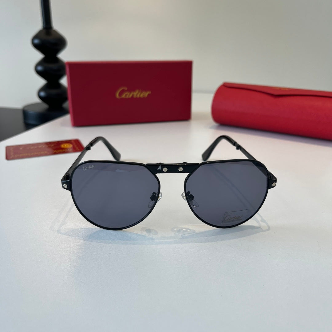 Cartier Folding Metal Rimless Silver Lens Sunglasses for Men & Women - 493714 - detail image 2