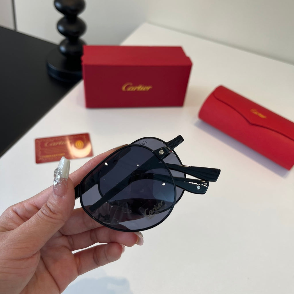 Cartier Folding Metal Rimless Silver Lens Sunglasses for Men & Women - 416000 - detail image 9