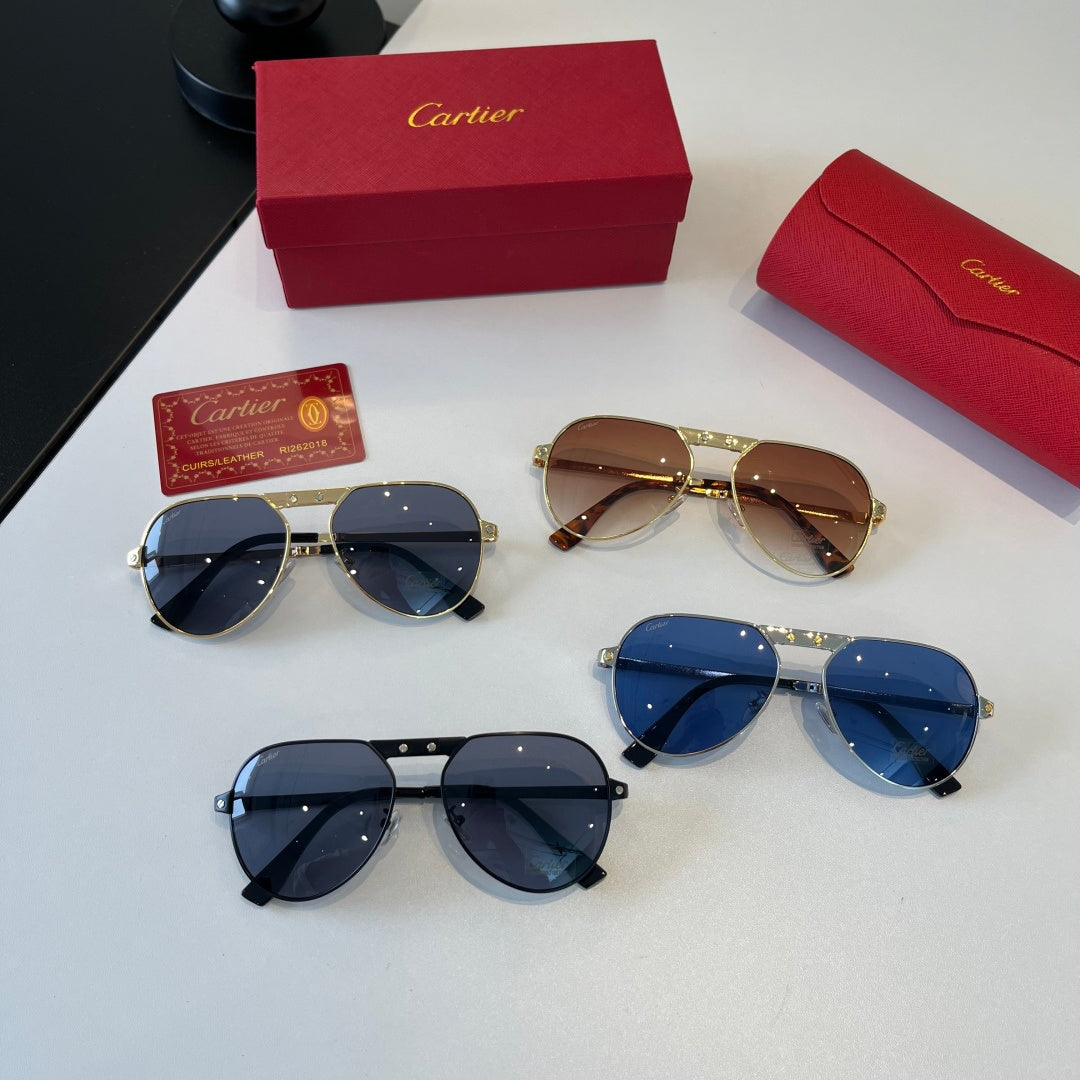 Cartier Folding Metal Rimless Brown Lens Sunglasses for Men & Women - detail image 11
