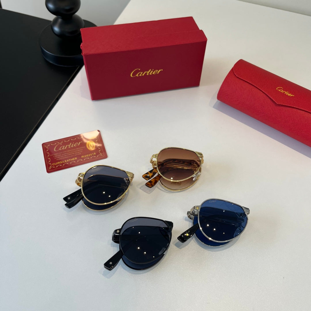 Cartier Folding Metal Rimless Silver Lens Sunglasses for Men & Women - 493714 - detail image 10