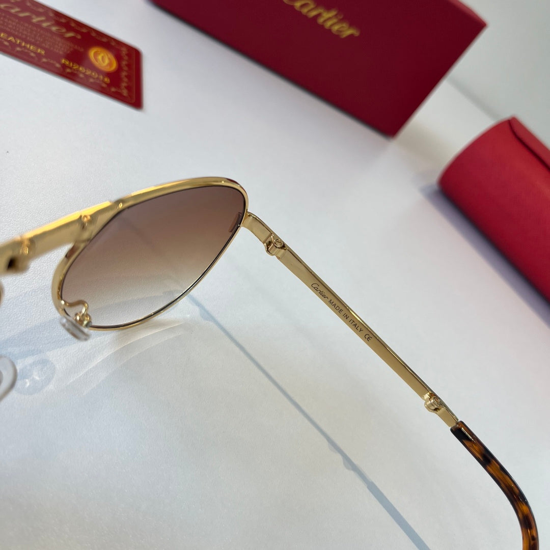 Cartier Folding Metal Rimless Brown Lens Sunglasses for Men & Women - detail image 4
