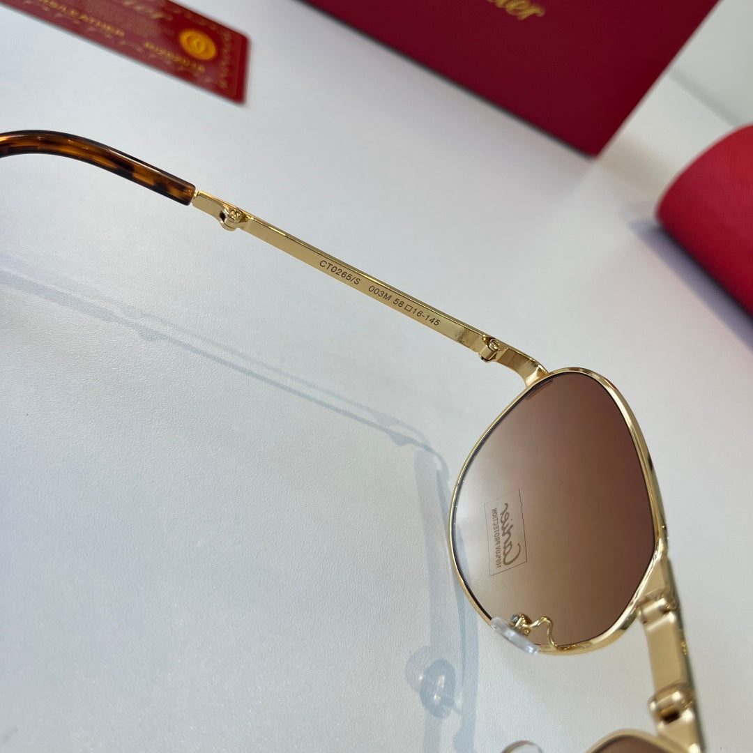 Cartier Folding Metal Rimless Brown Lens Sunglasses for Men & Women - detail image 5