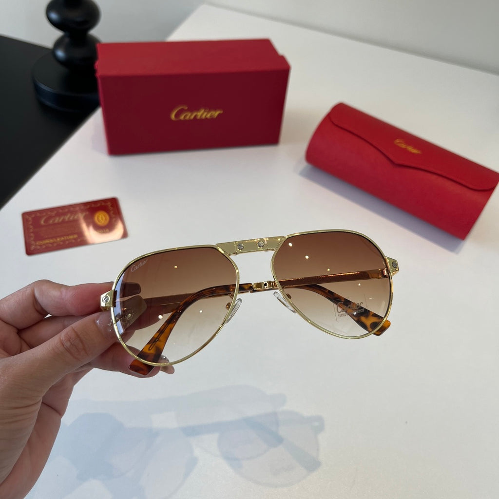 Cartier Folding Metal Rimless Brown Lens Sunglasses for Men & Women - 416001 - detail image 6