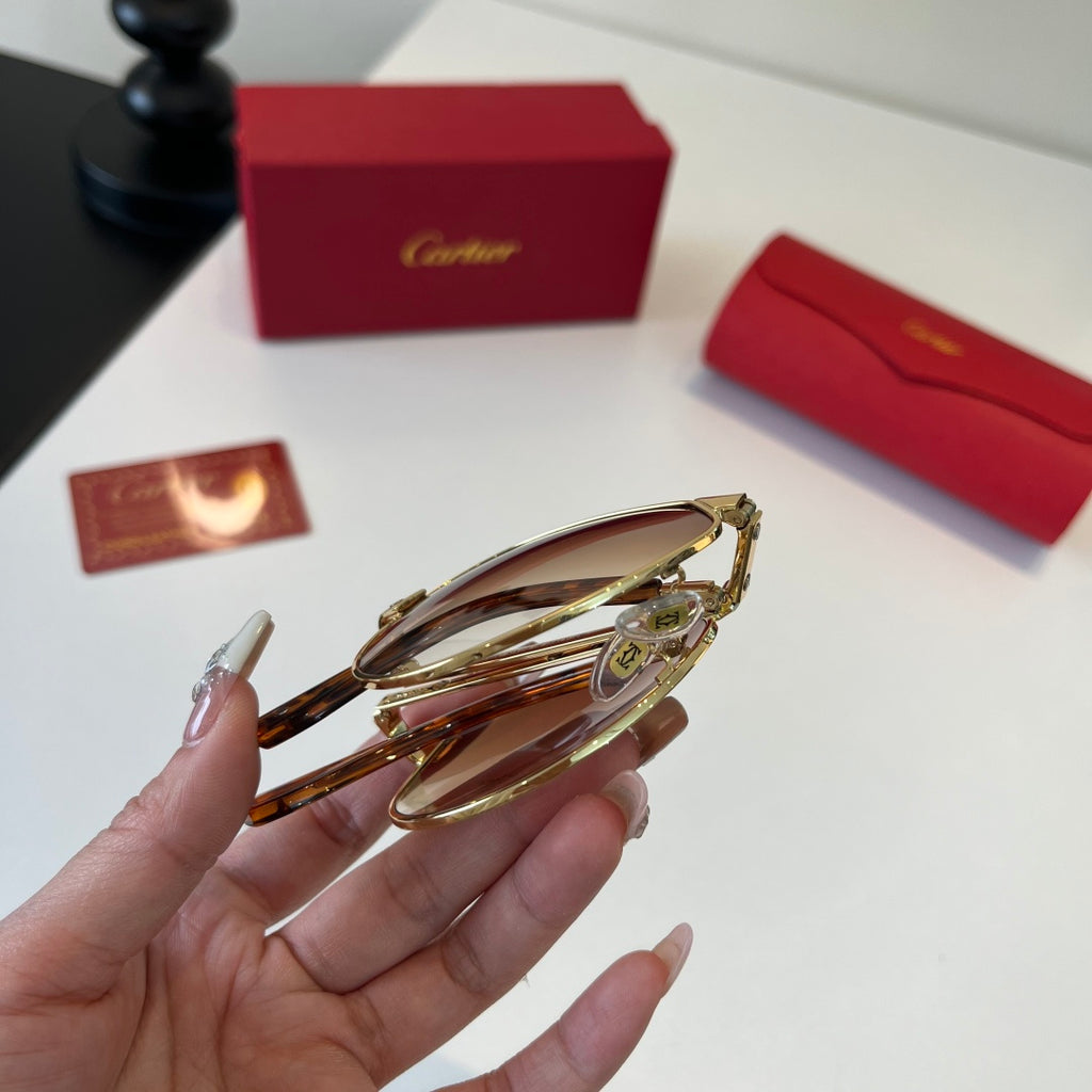 Cartier Folding Metal Rimless Brown Lens Sunglasses for Men & Women - 416001 - detail image 8